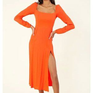 Hale Bob Palba Solid Dress Orange / Red Size S Long Sleeve